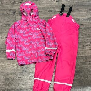 Waterproof Pink Rain Jacket and Pants Set